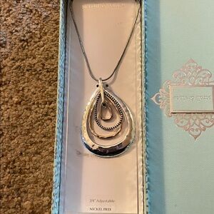 Scroll & Vine Layered Teardrop Necklace new